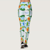 太陽の水色のひまわり絵画のおもしろい レギンス (裏面)