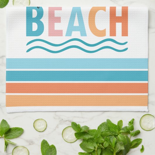 太陽の波の人生はビーチで良い キッチンタオル (折り畳み)