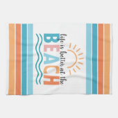 太陽の波の人生はビーチで良い キッチンタオル (横)