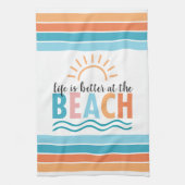 太陽の波の人生はビーチで良い キッチンタオル (縦)
