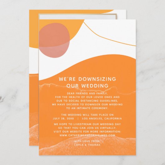 太陽の海の砂の写真 ウェディングを縮小します 案内状 (正面/裏面)