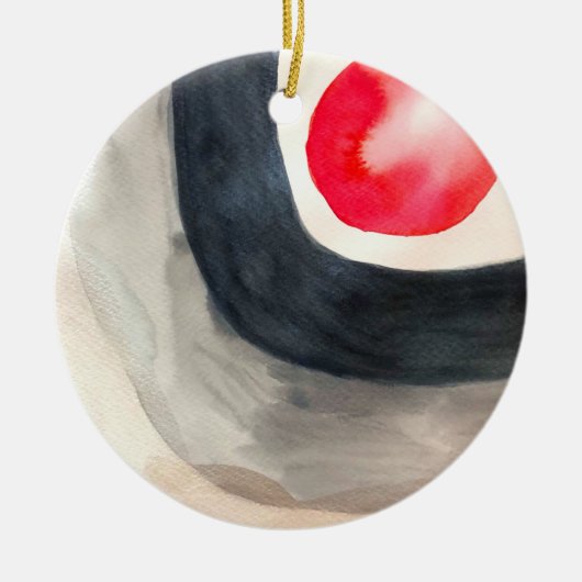 太陽の灰色と黒の抽象芸術アーモダント セラミックオーナメント (正面)