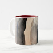太陽の灰色と黒の抽象芸術アーモダント ツートーンマグカップ (正面左)