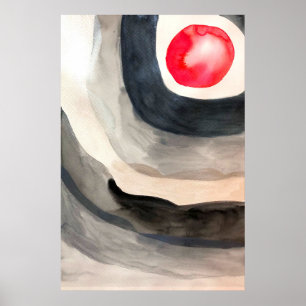 太陽の灰色と黒の抽象芸術アーモダント ポスター