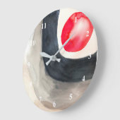 太陽の灰色と黒の抽象芸術アーモダント ラージ壁時計 (傾斜)