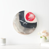 太陽の灰色と黒の抽象芸術アーモダント ラージ壁時計 (ホーム)