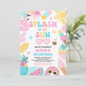 太陽の熱帯ビーチ誕生日パーティーでスプラッシュ 招待状 (スタンド正面)