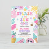 太陽の熱帯ビーチ誕生日パーティーでスプラッシュ 招待状 (スタンド正面)
