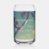 太陽の牧歌的なビーチ結婚式で愛は眼鏡 ガラス缶 (正面)