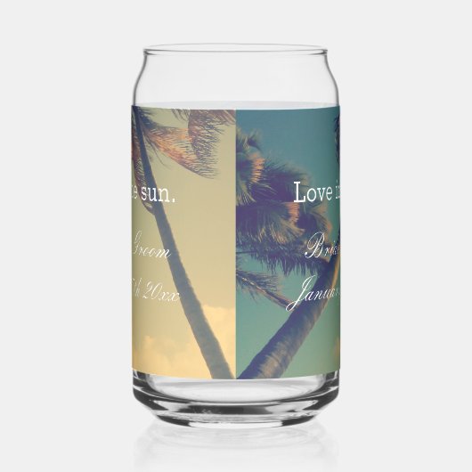 太陽の牧歌的なビーチ結婚式で愛は眼鏡 ガラス缶 (右)