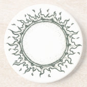 太陽の白黒スケッチのまわり コースター (正面)