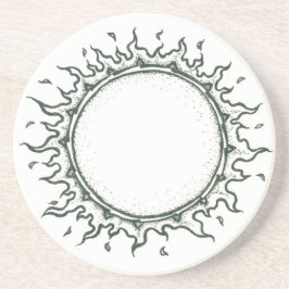 太陽の白黒スケッチのまわり コースター