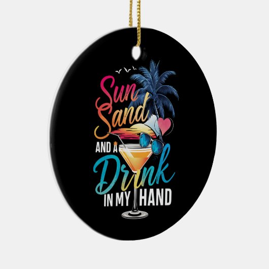 太陽の砂と手には飲み物 ビーチクルーズ セラミックオーナメント (右)