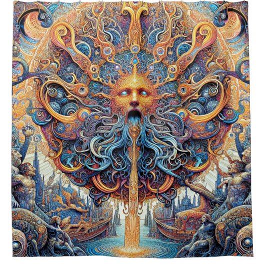 太陽の神々がシャワーを浴びるカーテン シャワーカーテン (正面)