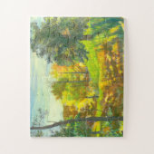太陽の秋絵画の水色 ジグソーパズル (縦)