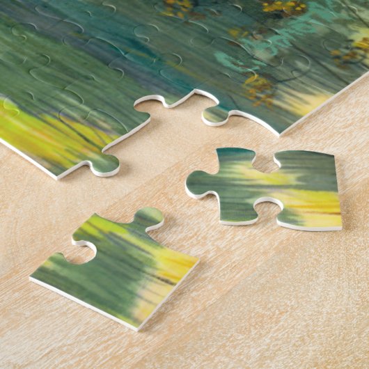 太陽の秋絵画の水色 ジグソーパズル (側面)