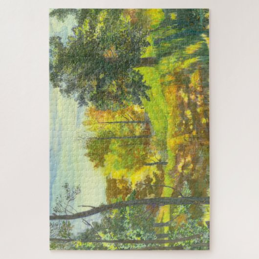 太陽の秋絵画の水色 ジグソーパズル (縦)