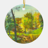 太陽の秋絵画の水色 セラミックオーナメント (正面)