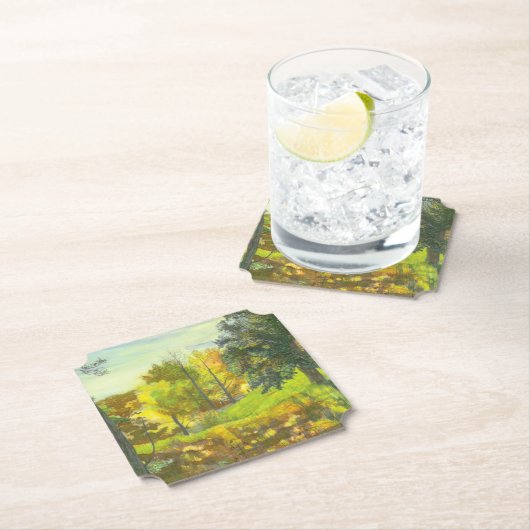 太陽の秋絵画の水色 ペーパーコースター (インサイチュ)