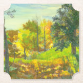 太陽の秋絵画の水色 ペーパーコースター (正面)