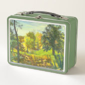 太陽の秋絵画の水色 メタルランチボックス (正面)