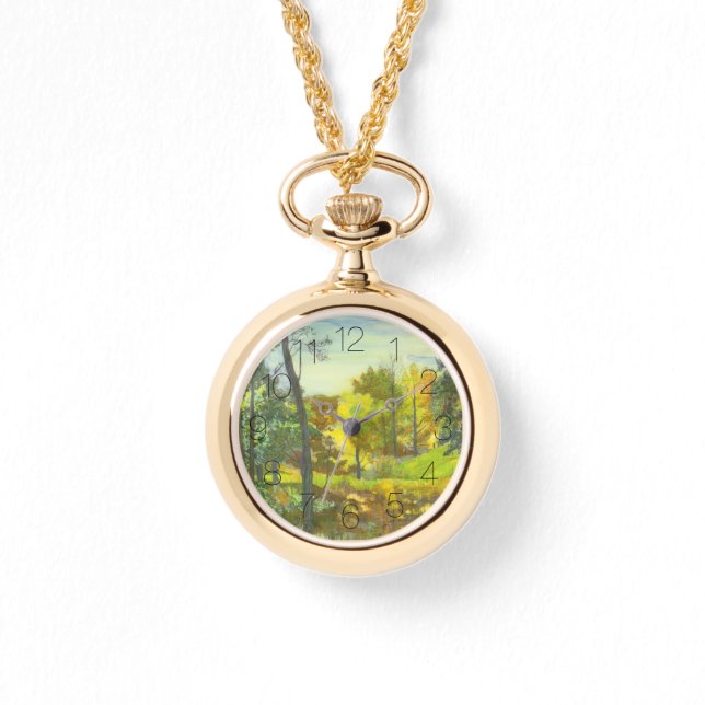 太陽の秋絵画の水色 腕時計 (正面)