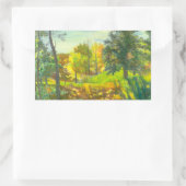 太陽の秋絵画の水色 長方形シール (バッグ)