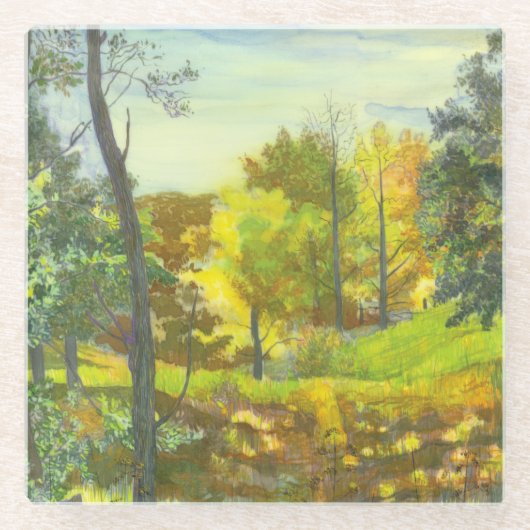 太陽の秋 ガラスコースター (正面)