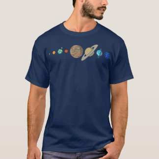 太陽の系惑星シルエットフラットデザイン Tシャツ