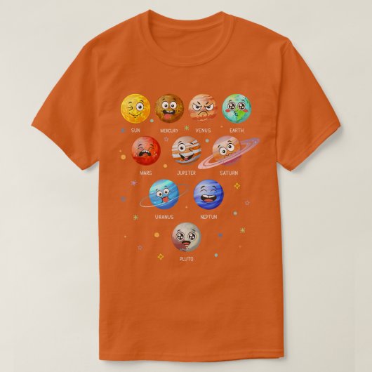 太陽の系惑星太陽宇宙おもしろい科学教え Tシャツ (デザイン正面)