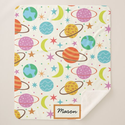 太陽の系惑星宇宙ベビーパーソナライズされた シェルパブランケット (正面)