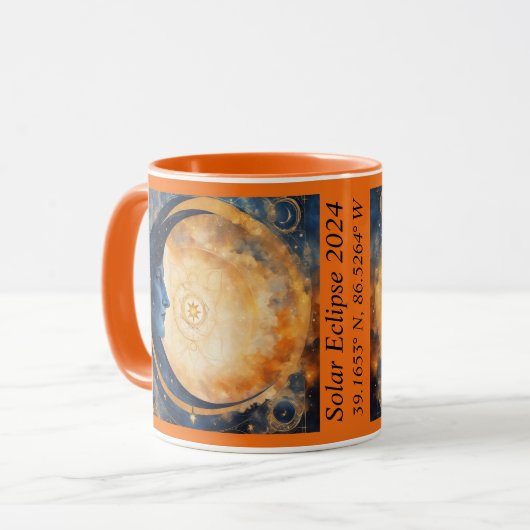 太陽の至GPS座標カラフル太陽ムーン マグカップ (正面左)