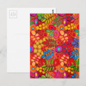 太陽の花園の花 - 赤 黄 オレンジ ポストカード (正面/裏面)