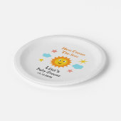 太陽の赤ん来坊のシャワーがほほ笑む ペーパープレート (アングル)