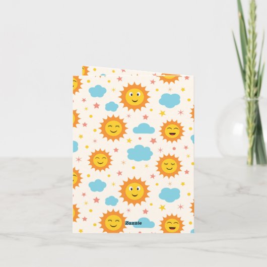 太陽の赤ん来坊のシャワーがほほ笑む 招待状 (裏面)