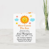 太陽の赤ん来坊のシャワーがほほ笑む 招待状 (正面)
