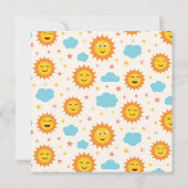 太陽の赤ん来坊のシャワーがほほ笑む 招待状 (裏面)