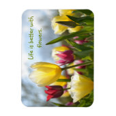 太陽の赤、黄、ピンクのチューリップやる気を起こさせる マグネット (縦)