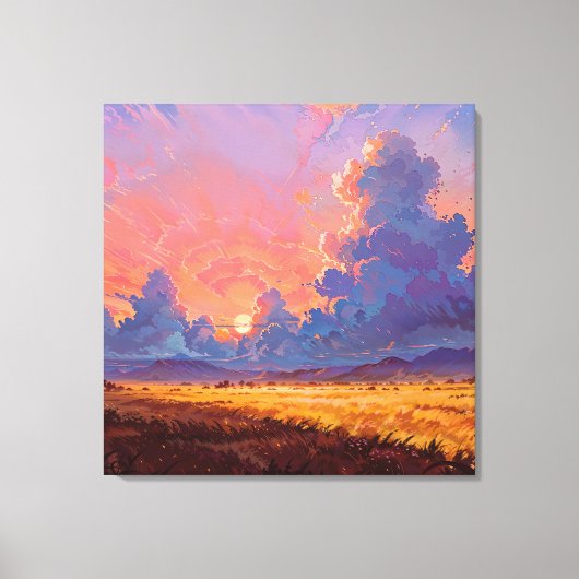 太陽の輝き - 絵画的な風景スタイル キャンバスプリント (正面)