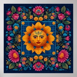 太陽の開花-フォークアートソラルパンクのポスター ポスター