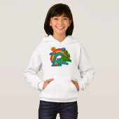 太陽の雲と虹の下のボートの旅行の風景 (正面フル)