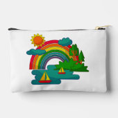 太陽の雲と虹の下のボートの旅行の風景 アクセサリーポーチ (裏面)