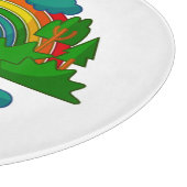 太陽の雲と虹の下のボートの旅行の風景 カッティングボード (角)