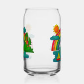 太陽の雲と虹の下のボートの旅行の風景 ガラス缶 (左)