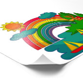 太陽の雲と虹の下のボートの旅行の風景 フォトプリント            (角)