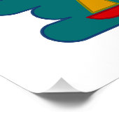 太陽の雲と虹の下のボートの旅行の風景 ポスター (コーナー)