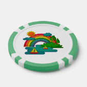 太陽の雲と虹の下のボートの旅行の風景 ポーカーチップ (シングル)