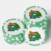 太陽の雲と虹の下のボートの旅行の風景 ポーカーチップ (積み重ね)