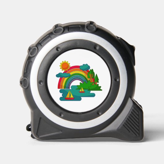 太陽の雲と虹の下のボートの旅行の風景 メジャー (正面)