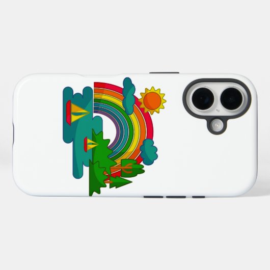 太陽の雲と虹の下のボートの旅行の風景 Case-Mate iPhoneケース (裏面 (横))